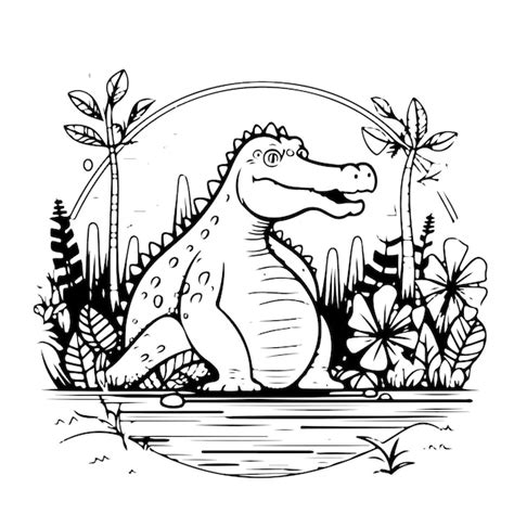 Premium Vector | Sketch hand drawn single line art coloring page line drawing crocodile day