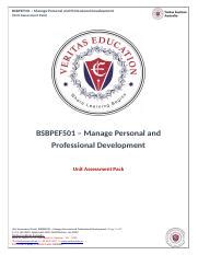 BSBPEF501 Unit Assessment Pack Docx BSBPEF501 Manage Personal And