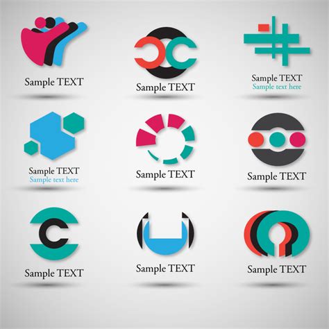 Logo design elements with various shapes illustration Free vector in ...