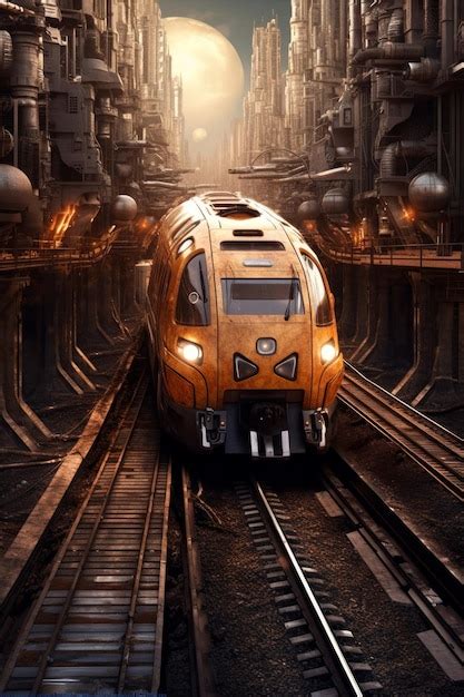 Premium AI Image | Futuristic railway wallpaper