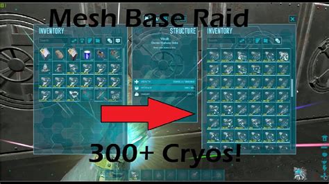 Ark Mesh Base Raid Xbox Small Tribes Pvp Cryos Loot Youtube