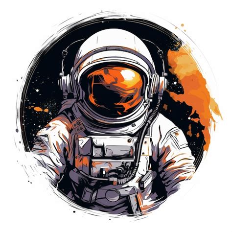 Astronauta Em Traje Espacial Respingos De Tinta Laranja Ao Seu