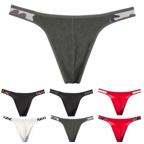 POWCS Men S Underwear Thongs Pouch Low Rise G String Briefs Bikini T Back Breathable Shopee