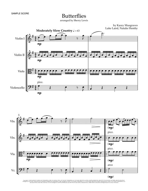 Butterflies by Kacey Musgraves - String Quartet - Digital Sheet Music ...