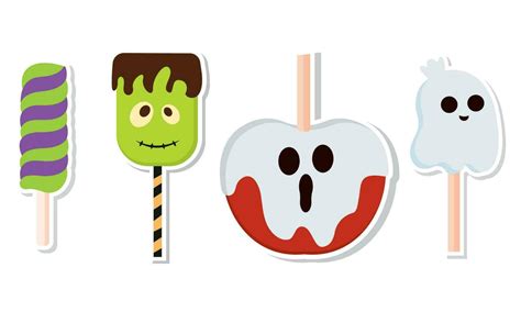 Set Of Cute Halloween Candies Icons Vector Illustration 33986436 Vector