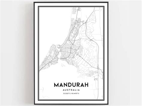 Mandurah Map Print, Mandurah Map Poster Wall Art, Mandurah City Map ...