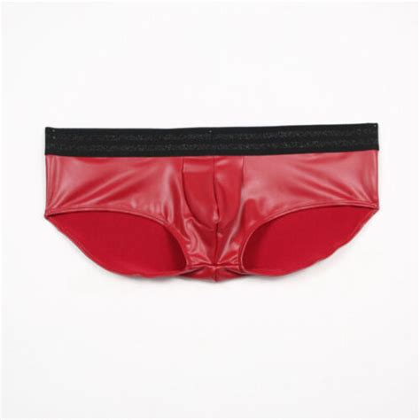 Hot Mens Faux Latex Hot Pants Shorts Low Waist Underwear Trunks Clubwear Party EBay