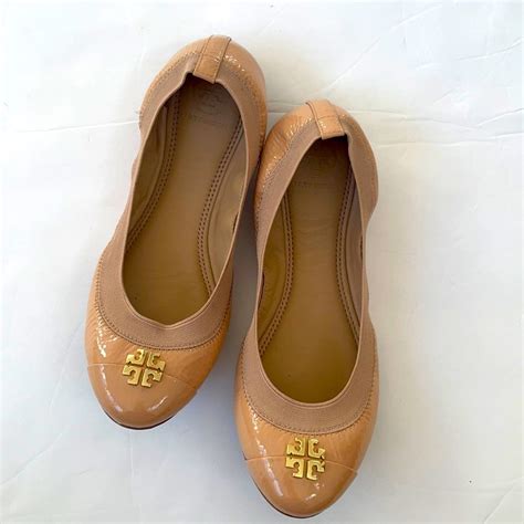 Tory Burch Nude Patent Leather Jolie Ballet Flats Gem