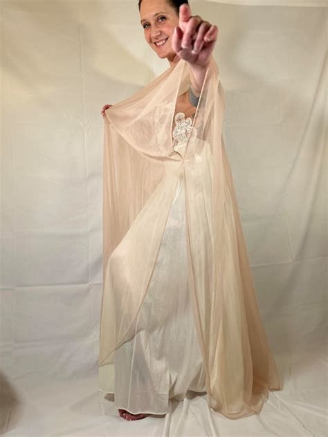 Vintage Bridal Lingerie Peignoir Set Slip Gown And Ma Gem