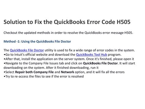 PPT How To Troubleshoot The QuickBooks Error Code H505 PowerPoint