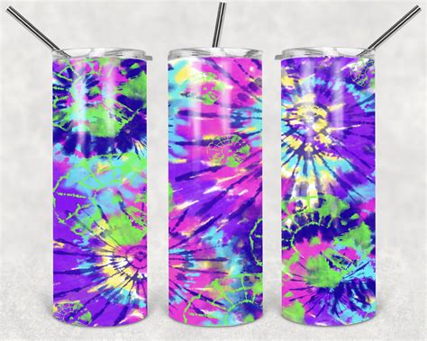 Funky Tye Dye Sublimation Tumbler Transfer 20oz Skinny Etsy