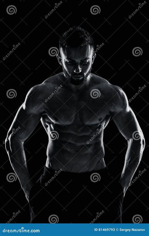 Very Muscular Man Posing With Naked Torso In Studio Stock Image Image Of Pectoral Muscle