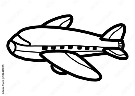 Airplane Cartoon Vector And Illustration Black And White Hand Drawn