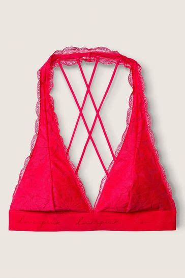 Buy Victorias Secret Pink Lace Strappy Back Halterneck Bralette From