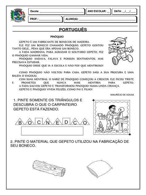 Atividade Sobre Pinoquio - Atividades sobre Pinóquio na Educação Infantil | PDF | Pinóquio