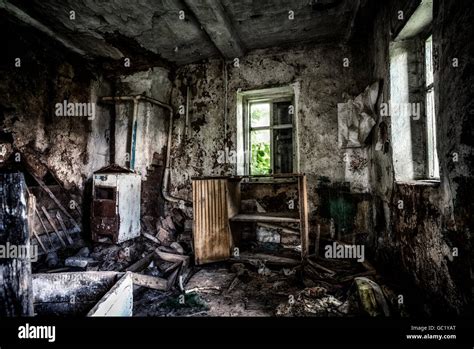 Old Forgotten And Abandoned Home Interior In A Derelict Decaying State