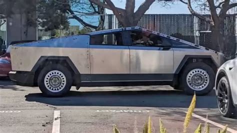 Tesla Cybertruck Spotted Again With New Steel Wheels And Testing