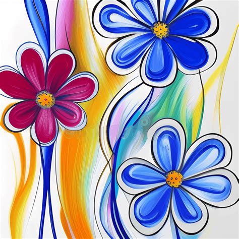 Tatyana Yakovleva Style Beautiful Abstract Minimalistic Flower Drawing