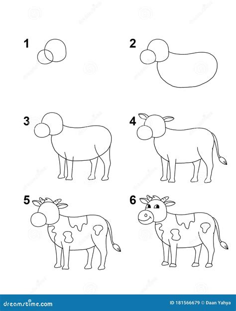 Desenho De Vaca Facil - Como Desenhar a Ilustração Passo a Passo De Desenho Animado De Vaca Com ...