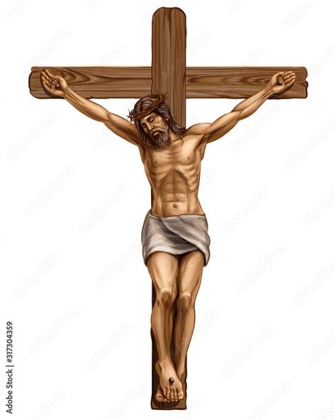 Jesus Christ Crucified On The Cross Hand Drawn Artistic Image Of A