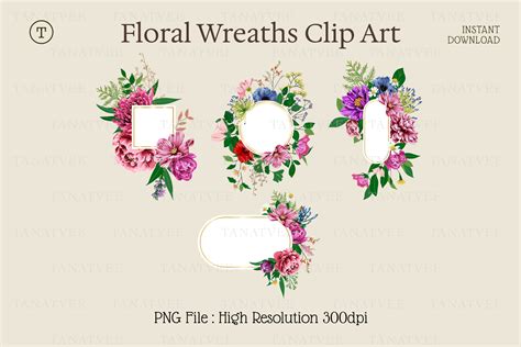 Floral Wreath Clipart Graphic by tanatvee.artworks · Creative Fabrica