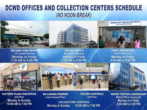 Davao City Water District Dcwd Offices And Collection Center Schedule