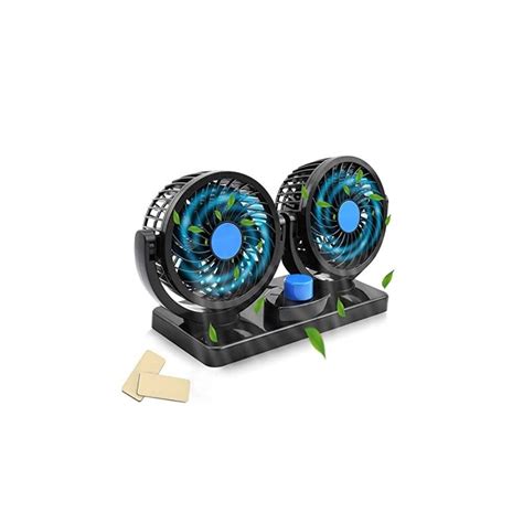 Cospex Car Fan 12V 360 Degree Rotatable Dual Head 2 Speed Quiet Strong