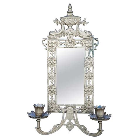 Bradley And Hubbard Co Brass Beveled Mirror With Sconces 20th Century