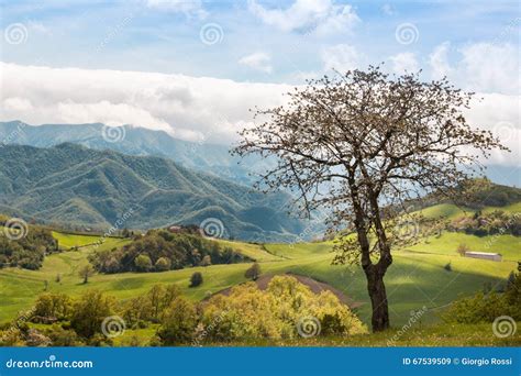 Beautiful Italian Countryside Landscape Over Rolling Hills And B Stock