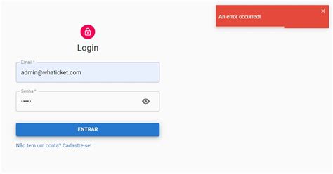 An Error Ocurred Erro Ao Tentar Realizar Login Cadastro Na Página
