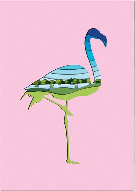 Premium Vector Flamingo Habitat Using The Papercut Technique