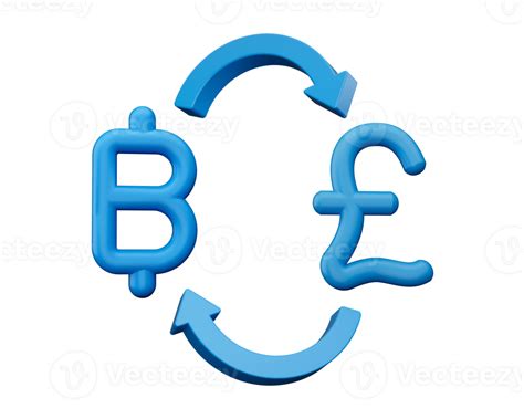 D Blue Baht And Pound Symbol Icons With Money Exchange Arrows D