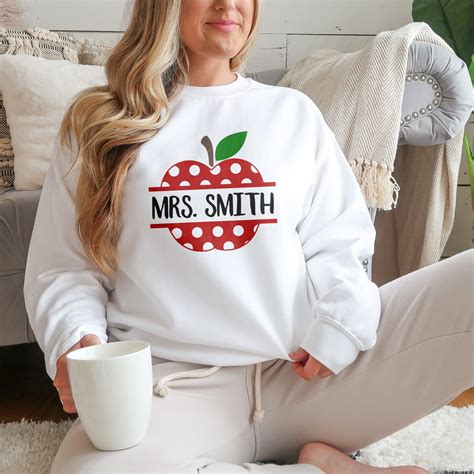 Personalized Teacher Sweatshirt Apple Monogram Teacher Name