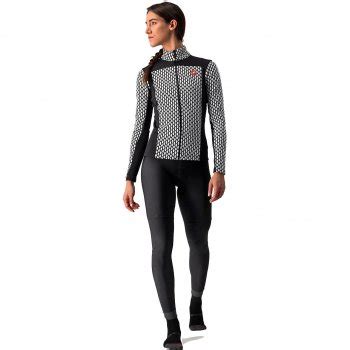 Castelli Maillot Manches Courtes Femme Sfida 2 Full Zip Black White