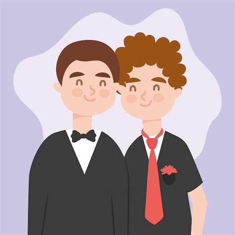 Casal Gay Feliz Vetor Premium