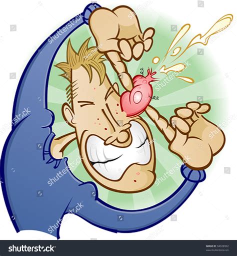 Boy Popping Zit Pimple Cartoon Character Stock Vector (Royalty Free