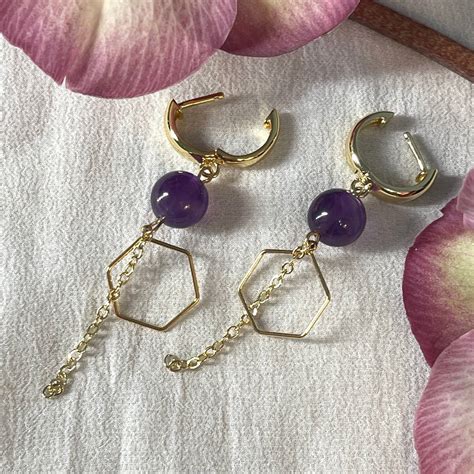 Купить Серьги с цепочкой из Аметиста, тип застежки Конго, покрытие ...