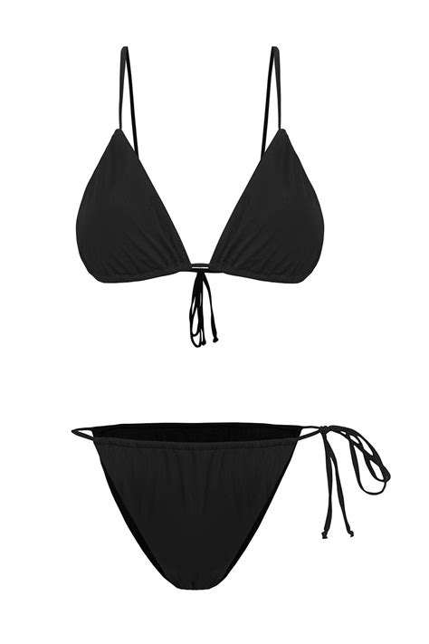 Trendyolmilla Siyah Üçgen Bağlamalı High Leg Brazilian Bikini Takımı