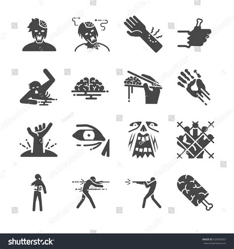 Zombie Icons Set Included Icons Halloween Stock Vector Royalty Free