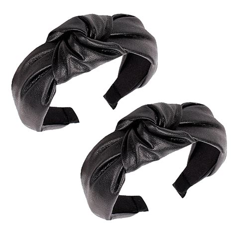 Simple PU Leather Knotted Wide Brimmed Headband In The Middle Walmart