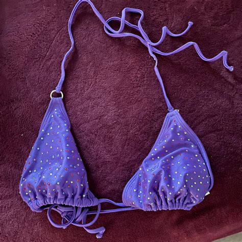 Luli Fama Purple Studded Bikini Top This Item Will Depop