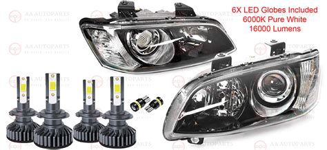 Projector Headlights Pair Full LED Globes Holden Commodore VE Series