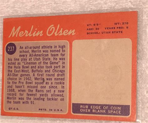 Topps Merlin Olsen Los Angeles Rams Ebay