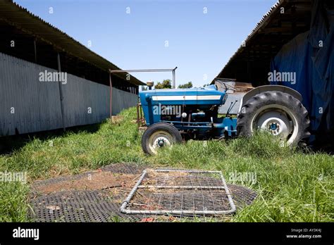 Blue Farm Tractor Stock Photo Alamy