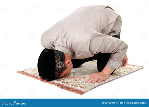 Muslim Man Doing Sujud Or Sajdah On The Glass Floor Royalty Free Stock