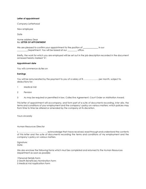 Appointment Letter Email Template Infoupdate Org