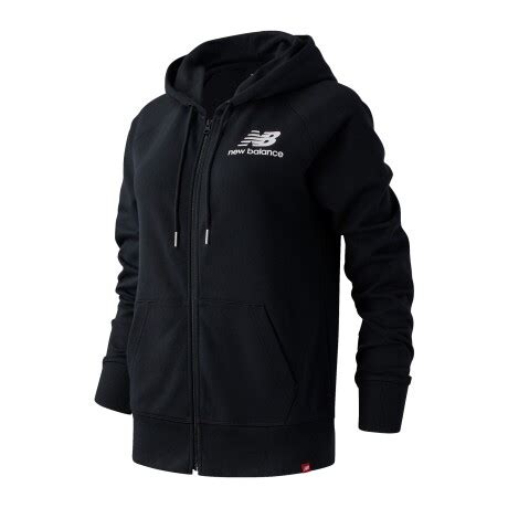 Campera New Balance De Dama Essentials Full Zip Wj Bk Black