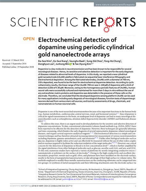 Pdf Electrochemical Detection Of Dopamine Using Periodic Cylindrical