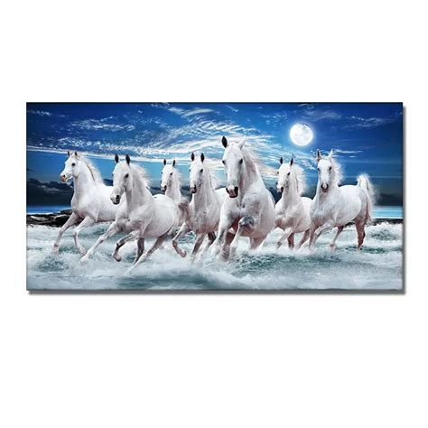 White Running Horse Animals Horse Oil Painting HD Print On Canvas ...