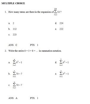 Pre Calculus Sequences And Series Test Bank Examview Tpt